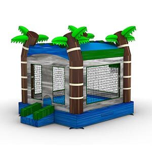 Bounce House with Basketball Hoop and Palm Trees